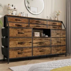 Dresser For Bedroom With 14 Drawers, 55" W Dresser With Side Pocket, Fabric Dressers & Chests Of Drawers With Shelves 16 Dresser For Bedroom With 14 Drawers, 55" W Dresser With Side Pocket, Fabric Dressers & Chests Of Drawers With Shelves -Garvee Sales GUEST 77b0a19b bb67 44fa 97c4 f8997c0ca124