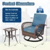 3 Pieces Patio Wicker Glider Chairs, Outdoor Swivel Rockers Patio Chairs Set Of 2 With Thickened Cushions And Glass Coffee Table