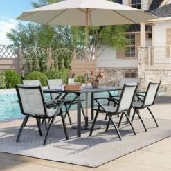 71" Outdoor Dining Table With Umbrella Hole - Aluminum Patio Table, Weatherproof & Rust-Proof Patio Dining Table 12 71" Outdoor Dining Table With Umbrella Hole - Aluminum Patio Table, Weatherproof & Rust-Proof Patio Dining Table -Garvee Sales GUEST 77fbda0a 8ff6 4f26 a647 1e8b3135e246