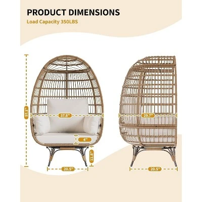 Outdoor 360 Swivel Egg Chair With Cushions, Indoor Outdoor Wicker Egg Basket Lounge Chair For Patio Porch Living Room, Oversized Lounge Chair 1 Outdoor 360 Swivel Egg Chair With Cushions, Indoor Outdoor Wicker Egg Basket Lounge Chair For Patio Porch Living Room, Oversized Lounge Chair