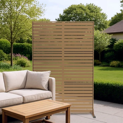 Metal Privacy Screen Outdoor 71"x47", Freestanding Decorative Privacy Fence Panel For Patio, Balcony, Deck, Garden, Indoor, Yellow 5 Metal Privacy Screen Outdoor 71"x47", Freestanding Decorative Privacy Fence Panel For Patio, Balcony, Deck, Garden, Indoor, Yellow - Image 5