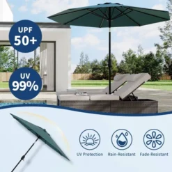 Garvee 9Ft Patio Umbrella - 8 Sturdy Ribs Outdoor Table Umbrella With Crank Lift & Push Button Tilt - Market Umbrella For Pool, Deck, Garden-Blue 9 Garvee 9Ft Patio Umbrella - 8 Sturdy Ribs Outdoor Table Umbrella With Crank Lift & Push Button Tilt - Market Umbrella For Pool, Deck, Garden-Blue -Garvee Sales GUEST 784ba305 25ad 408a 9129 bd02049ebf39