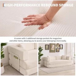 78.8'' Convertible Sleeper Floor Sofa Bed W/Pillows, 5-in-1 Corduroy Floor Couch, Folding Mattress Couch Loveseat With Fixed-Shape Frame, No Assembly 16 78.8'' Convertible Sleeper Floor Sofa Bed W/Pillows, 5-in-1 Corduroy Floor Couch, Folding Mattress Couch Loveseat With Fixed-Shape Frame, No Assembly -Garvee Sales GUEST 786b0211 6bf9 4aa9 8282 f11df0bf899e