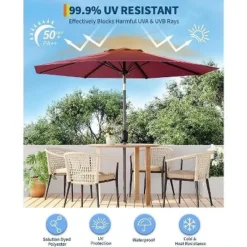 9FT Patio Umbrella Outdoor, Market, Table Umbrella With Push Button Tilt And Crank, 8 Sturdy Ribs For Garden, Pool, Deck, Backyard 12 9FT Patio Umbrella Outdoor, Market, Table Umbrella With Push Button Tilt And Crank, 8 Sturdy Ribs For Garden, Pool, Deck, Backyard -Garvee Sales GUEST 79926c19 e76f 48e0 8614 14f5e29c2ce2