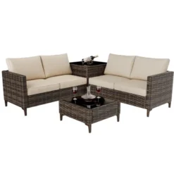 Outdoor PE Wicker Furniture Set 4 Piece -Garvee Sales GUEST 79ce7dce 43e7 4b61 9e95 bb5565654af1