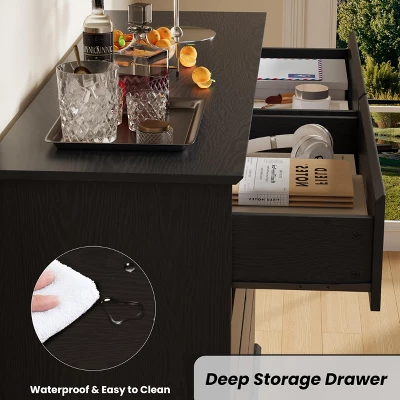 Dresser For Bedroom With 6 Drawers, Modern Chest Featuring LED Lights And Charging Station, Spacious Storage Cabinet With Open Space 4 Dresser For Bedroom With 6 Drawers, Modern Chest Featuring LED Lights And Charging Station, Spacious Storage Cabinet With Open Space - Image 4