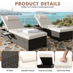 Outdoor PE Wicker Chaise Lounge Chairs, Pool Lounge Chairs Set Of 2, Brown Rattan Pool Lounge Chairs Adjustable Backrest Recliners With Beige Cushion 9 Outdoor PE Wicker Chaise Lounge Chairs, Pool Lounge Chairs Set Of 2, Brown Rattan Pool Lounge Chairs Adjustable Backrest Recliners With Beige Cushion -Garvee Sales GUEST 7a263753 f3ee 418d 87c9 892c032aab88