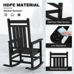 Outdoor HDPE Rocking Chairs – Oversized All-Weather Patio Rockers – Heavy Duty 350lb Capacity, Anti-Rollover Design (Black) 11 Outdoor HDPE Rocking Chairs – Oversized All-Weather Patio Rockers – Heavy Duty 350lb Capacity, Anti-Rollover Design (Black) -Garvee Sales GUEST 7a5f6eca 703c 4206 909f 2a5d2ef6b679
