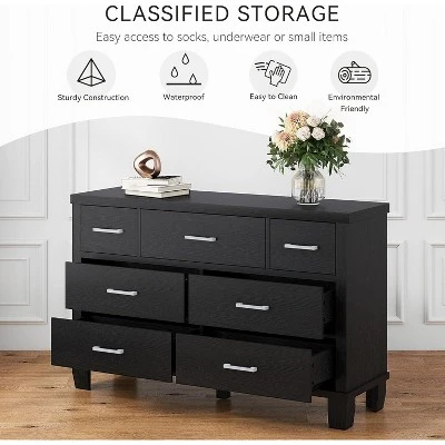 7-Drawer Modern Dresser With Metal Handles, Wooden Chest Of Drawers Organizer For Bedroom And Living Room Storage 5 7-Drawer Modern Dresser With Metal Handles, Wooden Chest Of Drawers Organizer For Bedroom And Living Room Storage - Image 5