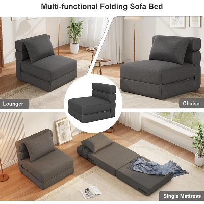 Modern Convertible Sleeper Chair With Upgraded Pillow, Foldable Memory Foam Sleepers, Comfy Floor Sofa 4 Modern Convertible Sleeper Chair With Upgraded Pillow, Foldable Memory Foam Sleepers, Comfy Floor Sofa - Image 4