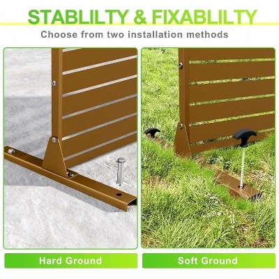 Metal Privacy Screen Outdoor 71"x47", Freestanding Decorative Privacy Fence Panel For Patio, Balcony, Deck, Garden, Indoor, Yellow 3 Metal Privacy Screen Outdoor 71"x47", Freestanding Decorative Privacy Fence Panel For Patio, Balcony, Deck, Garden, Indoor, Yellow - Image 3