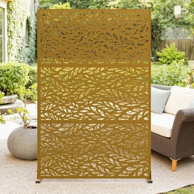 72" H Metal Privacy Screen For Outdoor, Freestanding Decorative Privacy Screen With Stable Base, Metal Fence Panel For Balcony Patio Garden 7 72" H Metal Privacy Screen For Outdoor, Freestanding Decorative Privacy Screen With Stable Base, Metal Fence Panel For Balcony Patio Garden - Image 7