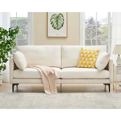 Garvee 78 Inch Sofa, 3 Seater Sofa, Comfy Modern Couch With 2 Pillows, Cozy Lounge Sofa, Sofa Couch For Living Room Apartment Bed Room, Beige 1 Garvee 78 Inch Sofa, 3 Seater Sofa, Comfy Modern Couch With 2 Pillows, Cozy Lounge Sofa, Sofa Couch For Living Room Apartment Bed Room, Beige