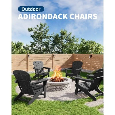 Outdoor Adirondack Chair - HDPE, With Wide Armrests & Slatted Back, All-Weather For Patio & Pool, Ergonomic Backrest 5 Outdoor Adirondack Chair - HDPE, With Wide Armrests & Slatted Back, All-Weather For Patio & Pool, Ergonomic Backrest - Image 5