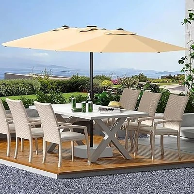 13ft Double-Sided Patio Umbrella, UV99% Protection, Fade-Resistant Outdoor Market Umbrella With Crank Handle, Alloy Steel Frame (No Base Included) 8 13ft Double-Sided Patio Umbrella, UV99% Protection, Fade-Resistant Outdoor Market Umbrella With Crank Handle, Alloy Steel Frame (No Base Included) - Image 8