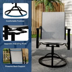 Outdoor Swivel Dining Chairs Set Of 2 – Textilene Breathable High Back & 360° Swivel + Rocking – All-Weather Patio Chairs, Deep Gray -Garvee Sales GUEST 7cd15c2d 32f5 432f 8557 d89e6935694b
