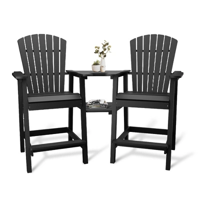 Outdoor Bar Height Adirondack Chairs With Connecting Tray, Balcony Chairs Recycled Poly Adirondack For Deck, Outdoor Tall Adirondack Chairs 7 Outdoor Bar Height Adirondack Chairs With Connecting Tray, Balcony Chairs Recycled Poly Adirondack For Deck, Outdoor Tall Adirondack Chairs - Image 7