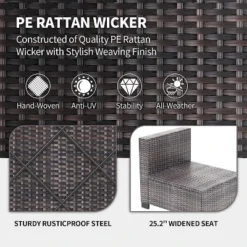 7 PCS Outdoor Patio Furniture Set, Wicker Sectional Sofa Set Rattan Modular Conversation Couch Set With Cushions For Outside, Garden, Balcony, Porch 13 7 PCS Outdoor Patio Furniture Set, Wicker Sectional Sofa Set Rattan Modular Conversation Couch Set With Cushions For Outside, Garden, Balcony, Porch -Garvee Sales GUEST 7d214f1f 2398 40af 9186 aa114bfc2fc7