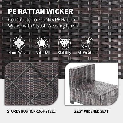 7 PCS Outdoor Patio Furniture Set, Wicker Sectional Sofa Set Rattan Modular Conversation Couch Set With Cushions For Outside, Garden, Balcony, Porch 4 7 PCS Outdoor Patio Furniture Set, Wicker Sectional Sofa Set Rattan Modular Conversation Couch Set With Cushions For Outside, Garden, Balcony, Porch - Image 4