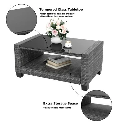 Whizmax Outdoor Patio Furniture Sets,PE Wicker Rattan Sectional Furniture Couch Set With Glass Coffee Table For Backyard, Deck, Poolside 3 Whizmax Outdoor Patio Furniture Sets,PE Wicker Rattan Sectional Furniture Couch Set With Glass Coffee Table For Backyard, Deck, Poolside - Image 3