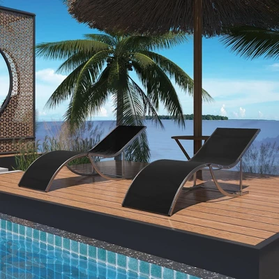 S-shaped Aluminum Recliner Set (2 Pieces), 400 Pounds Load-bearing, Textilene Fabric, Waterproof And Breathable, For Outdoor Leisure,Gray 5 S-shaped Aluminum Recliner Set (2 Pieces), 400 Pounds Load-bearing, Textilene Fabric, Waterproof And Breathable, For Outdoor Leisure,Gray - Image 5