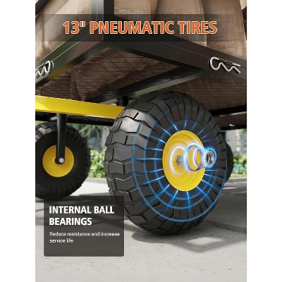 Heavy Duty Garden Wagon Cart With 10" All-Terrain Tires, 2-in-1 Convertible Steel Utility Cart Removable Mesh Sides, 180° Swivel Handle For Yard/Lawn 6 Heavy Duty Garden Wagon Cart With 10" All-Terrain Tires, 2-in-1 Convertible Steel Utility Cart Removable Mesh Sides, 180° Swivel Handle For Yard/Lawn - Image 6