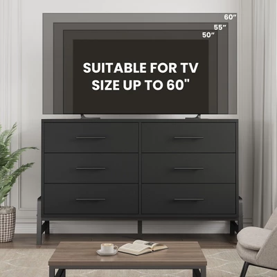 Garvee 6 Dresser For Bedroom, 52" Wide Drawer With Large Storage Space, Freestanding Wooden Closet Storage Dresser Chest For Bedroom 8 Garvee 6 Dresser For Bedroom, 52" Wide Drawer With Large Storage Space, Freestanding Wooden Closet Storage Dresser Chest For Bedroom - Image 8