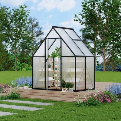8x16FT Aluminum-Framed Polycarbonate Greenhouse, Heavy Duty Polycarbonate Greenhouse, Large Enhanced Aluminum GreenhouseKit For Outdoors 9 8x16FT Aluminum-Framed Polycarbonate Greenhouse, Heavy Duty Polycarbonate Greenhouse, Large Enhanced Aluminum GreenhouseKit For Outdoors - Image 9