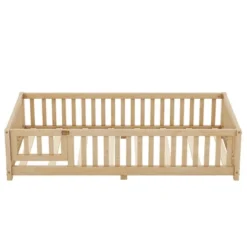 Twin Size Toddler Floor Bed Frame With Safety Guardrails, Doors, Wood Slat Support Bed, Detachable Platform Bed For Kids Girls Boys Natural 8 Twin Size Toddler Floor Bed Frame With Safety Guardrails, Doors, Wood Slat Support Bed, Detachable Platform Bed For Kids Girls Boys Natural -Garvee Sales GUEST 7e4122be dee5 427b 8dc7 90631dd69b89