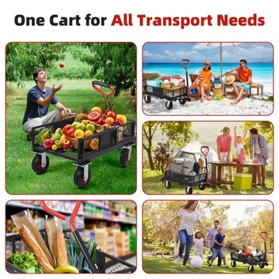 Collapsible Foldable Steel Garden Cart 360lbs, Heavy Duty Folding Utility Wagon Cart 180¡ã Rotating Handle For Camping Shopping -Garvee Sales GUEST 7e88859e 1bb8 4c0d b44e c374a8a7a103