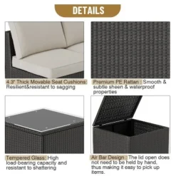 Garvee Outdoor Patio Furniture Set, 8 Piece Patio Rattan Sectional Couch Set,Wicker Patio Conversation Sets With With Storage Box & Glass Top Table -Garvee Sales GUEST 7e968b05 cda7 47f7 83e3 d55dfdd61640