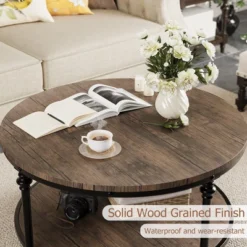 Whizmax Round Coffee Table For Living Room Rustic Center Table With Storage Shelf 13 Whizmax Round Coffee Table For Living Room Rustic Center Table With Storage Shelf -Garvee Sales GUEST 7f2d1aa5 1554 4df8 accd 20d196636561
