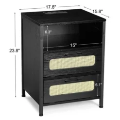 Nightstand With Charging Station, Modern End Table With USB Ports And Outlets
