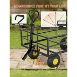 Heavy Duty Garden Wagon Cart With 10" All-Terrain Tires, 2-in-1 Convertible Steel Utility Cart Removable Mesh Sides, 180° Swivel Handle For Yard/Lawn 10 Heavy Duty Garden Wagon Cart With 10" All-Terrain Tires, 2-in-1 Convertible Steel Utility Cart Removable Mesh Sides, 180° Swivel Handle For Yard/Lawn -Garvee Sales GUEST 7f376fab 242a 4576 b72e 39b57b2734d5