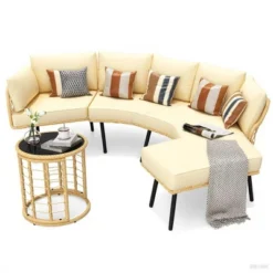 Outdoor Rattan Chaise Lounge Set With Iron Frame And Glass Table, Weather-Resistant PE Rattan -Garvee Sales GUEST 7f6f86a1 d25a 4307 bf5a dcb0961abeac