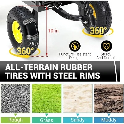 Heavy Duty 1100 LBS Steel Garden Cart, 3 In 1 Pullable Garden Wagon, Folding Utility Wagon W/Removable Sides & 10" Wheels For Farm, Yard 2 Heavy Duty 1100 LBS Steel Garden Cart, 3 In 1 Pullable Garden Wagon, Folding Utility Wagon W/Removable Sides & 10" Wheels For Farm, Yard - Image 2