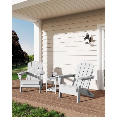 Folding Adirondack Chairs Set Of 2 With Side Table - HDPE Poly Lumber, 380lb Capacity & Weather-Resistant For Patio, Fire Pit 11 Folding Adirondack Chairs Set Of 2 With Side Table - HDPE Poly Lumber, 380lb Capacity & Weather-Resistant For Patio, Fire Pit - Image 11
