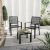 3-Piece Bistro Set, Outdoor Bistro Set, Stackable Metal Square Table And Chairs, Small Conversation Set Patio Furniture For Backyard, Deck