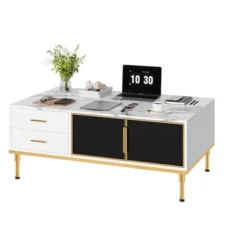 Whizmax Faux Marble Coffee Table - Modern Living Room Table With 4 Drawers & Glass Doors, Fluted Panel Design 19 Whizmax Faux Marble Coffee Table - Modern Living Room Table With 4 Drawers & Glass Doors, Fluted Panel Design -Garvee Sales GUEST 804ff5c8 8284 4221 b7fb 6d055f0caea1