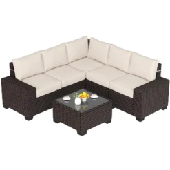 6-Piece All-Weather Sectional Patio Sofa Set, Rattan Wicker Couch Set With Glass Coffee Table For Backyard, Garden, Or Balcony 12 6-Piece All-Weather Sectional Patio Sofa Set, Rattan Wicker Couch Set With Glass Coffee Table For Backyard, Garden, Or Balcony -Garvee Sales GUEST 807b87ae f5be 4196 820c e94e7ec982ab