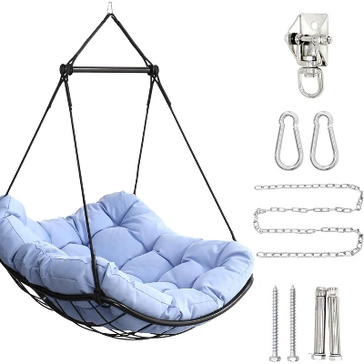 Hammock Chair Swing With Cushion - Outdoor Indoor Hanging Hammock Chair For Patio, Porch, Bedroom, Garden, Courtyard, Balcony 7 Hammock Chair Swing With Cushion - Outdoor Indoor Hanging Hammock Chair For Patio, Porch, Bedroom, Garden, Courtyard, Balcony - Image 7