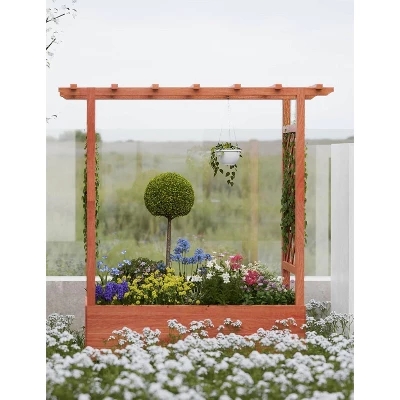 Raised Garden Bed With Trellis, Wood Planter Box With Side Trellis, Hanging Roof, And Drainage Holes, For Climbing Plants, Vines, Flowers 7 Raised Garden Bed With Trellis, Wood Planter Box With Side Trellis, Hanging Roof, And Drainage Holes, For Climbing Plants, Vines, Flowers - Image 7