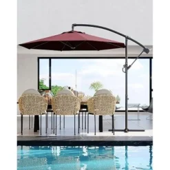 10FT Hanging Cantilever Umbrella, Offset Patio Umbrella Outdoor Sun Shade With Easy Tilt Adjustment, 8 Ribs, UV Protection For Backyard, Lawn 12 10FT Hanging Cantilever Umbrella, Offset Patio Umbrella Outdoor Sun Shade With Easy Tilt Adjustment, 8 Ribs, UV Protection For Backyard, Lawn -Garvee Sales GUEST 825ba479 f81f 40dc 995b 8057339e02b1