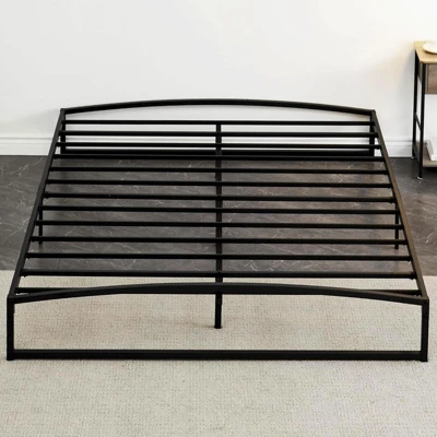 Low Bed Frame, 6 Inch California King Size Metal Platform Bed Frame With Arch Design, Heavy Duty Bed Frame, No Box Spring Needed, Black 2 Low Bed Frame, 6 Inch California King Size Metal Platform Bed Frame With Arch Design, Heavy Duty Bed Frame, No Box Spring Needed, Black - Image 2