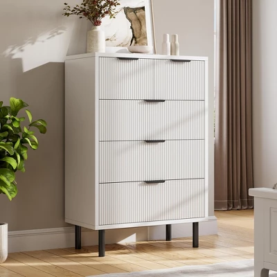 Garvee 5 Drawer Dresser For Bedroom, Modern Tall Chest Of Drawers With Metal Legs And Wooden Storage Cabinet For Living Room, White 2 Garvee 5 Drawer Dresser For Bedroom, Modern Tall Chest Of Drawers With Metal Legs And Wooden Storage Cabinet For Living Room, White - Image 2