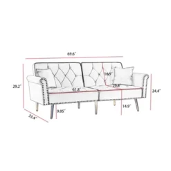 69.6" Convertible Futon Sofa Bed With 2 Pillow, Upholstered Loveseat Sleeper Sofa With Adjustable Backrest, 2 Seat Couch For Office Guest Room Bedroom -Garvee Sales GUEST 83029524 3987 4b67 8c3a 156c40a76acc