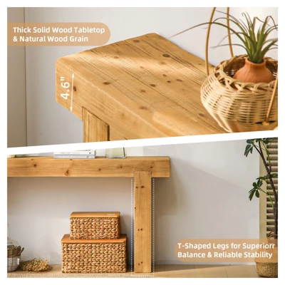 63" Entryway Console Table, Wooden Narrow Behind Couch Table, Rectangular Narrow Long Sofa Table, Sofa Foyer Table For Entryway Hallway Living Room 4 63" Entryway Console Table, Wooden Narrow Behind Couch Table, Rectangular Narrow Long Sofa Table, Sofa Foyer Table For Entryway Hallway Living Room - Image 4