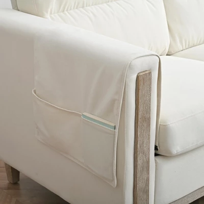 79.5" Sofa Couch Modern 3-Seater Sofa With Cushions Armrest Side Pocket For Living Room Home Office Apartment Beige 4 79.5" Sofa Couch Modern 3-Seater Sofa With Cushions Armrest Side Pocket For Living Room Home Office Apartment Beige - Image 4