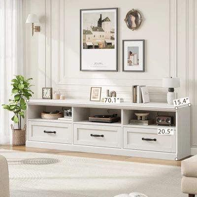 70in TV Stand For TVs Up To 80", Mid Century Modern Entertainment Center With Drawer, TV Console Media Cabinet For Living Room, Bedroom 3 70in TV Stand For TVs Up To 80", Mid Century Modern Entertainment Center With Drawer, TV Console Media Cabinet For Living Room, Bedroom - Image 3