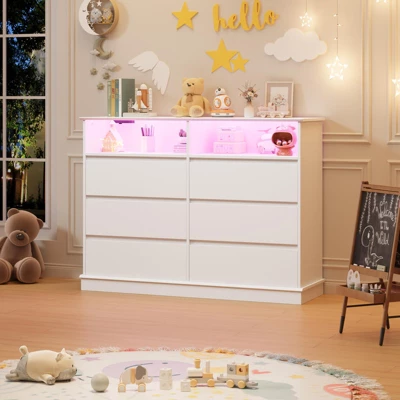 6/8 Drawer Dressers For Bedroom, Chest Of Drawers With Deep Drawers, Large Double Dresser For Closet With Wide Top, Horizontal Wooden Dresser 7 6/8 Drawer Dressers For Bedroom, Chest Of Drawers With Deep Drawers, Large Double Dresser For Closet With Wide Top, Horizontal Wooden Dresser - Image 7